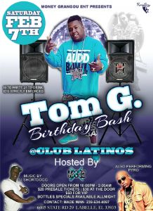 Tom G Birthday Bash 2015 flyer